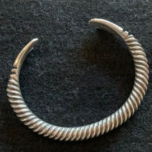 Native American made sterling silver cuff bracelet with hands